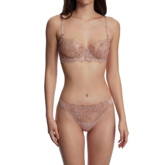 Skarlett Blue Women's Entice Front Lace Thong - Romance/rose Gold Siez M NEW - Picture 3 of 4